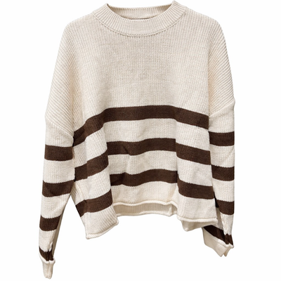 بافت 1519 جودون راه راه M2 شیری حاشیه قهوه ای