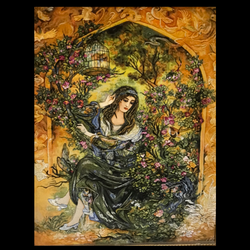 تابلو فرش مینیاتوری تبریز طرح قفس