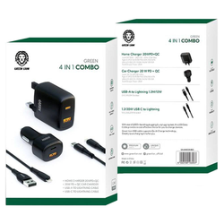 بسته شارژ 4 تایی گرین لاین مدل Green Lion 4 in 1 GN4IN1COMBO