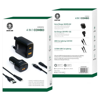 بسته شارژ 4 تایی گرین لاین مدل Green Lion 4 in 1 GN4IN1COMBO