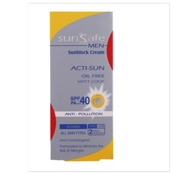 کرم ضد آفتاب بی رنگ سان سیف با SPF40 مناسب آقایان حجم 50 میلی لیتر