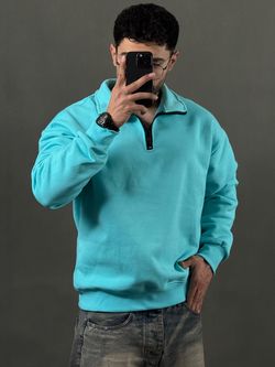 نیم زیپ سه نخ بیسیک سبز آبی