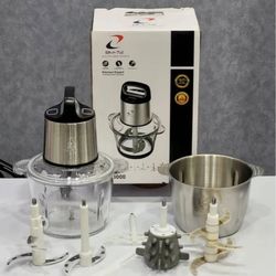 خردکن و غذاساز چندکاره با کاسه شیشه‌ای و استیل 6لیتر