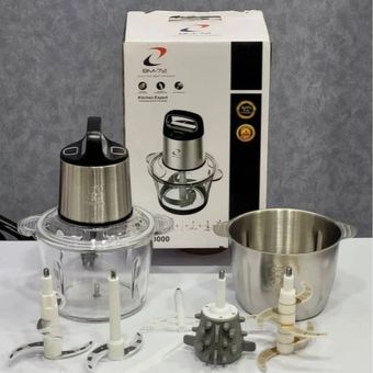 خردکن و غذاساز چندکاره با کاسه شیشه‌ای و استیل 6لیتر