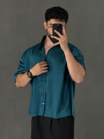پیراهن کراپ ساتن سبز