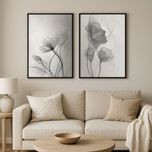 طرح‌ گل‌ و سیلوئت خاکستری