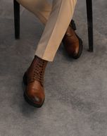 بوت چرم طبیعی زیپ دار قهوه ای sho128