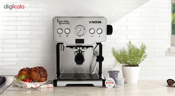 اسپرسوساز 1700 میلیلیتری نوا مدل NOVA NCM-128EXPS، مناسب تهیه اسپرسو، کافه لاته، موکا، کاپوچینو و ماکیاتو، دارای 1 عدد نازل قهو