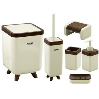 ست سرویس بهداشتی 6 تکه اطلس مدل چوب ژیوار