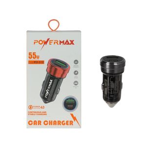 شارژر فندکی PD و فست دو پورت تایپ سی Power Max 55W - مشکی