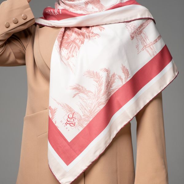 روسری طرح جنگل ایرانی قرمز