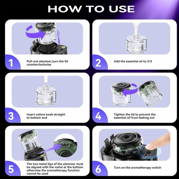 شارژر فندکی خودرو W&O مدل Starlight پنج کاره با رایحه افشانی و نورپردازی