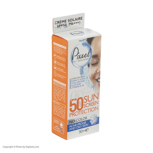کرم ضدآفتاب بی‌رنگ پیکسل SPF50 مدل Oily Acne-Prone Skin، مناسب پوست‌های چرب، حجم 50 میلی‌لیتر