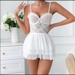 لباس خواب فانتزی فنردار دامن دو طبقه ای کد 2061