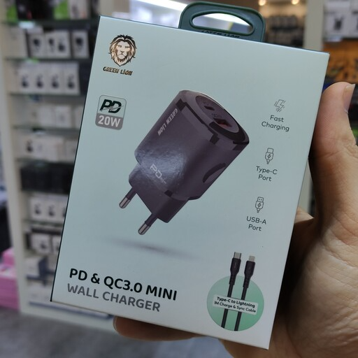 شارژر دیواری گرین لاین مدل PD & QC3.0 Mini