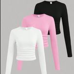 کراپ آستین بلند یقه گرد