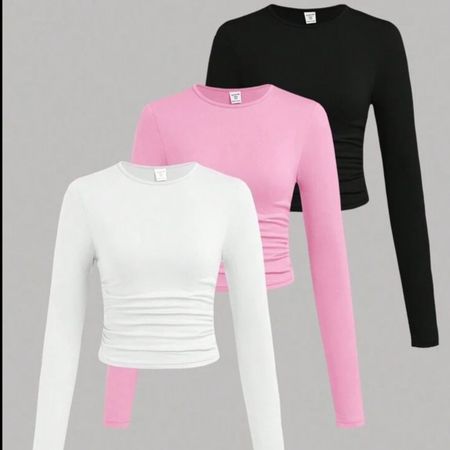 کراپ آستین بلند یقه گرد