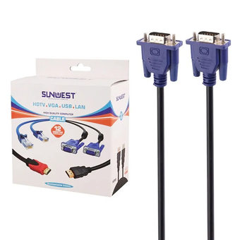 کابل 20 متری SunWest VGA - مشکی - TCO