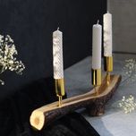 جاشمعی چوب طبیعی مدل سه شعله فلزی | کالکشن کنده