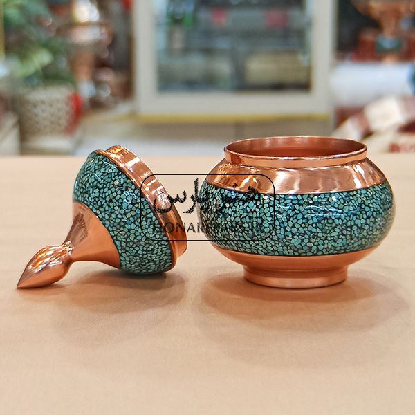 قندان مس و فیروزه نقلی