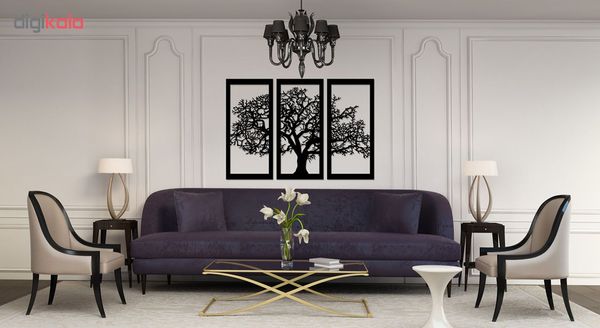 تابلو 3 تکه سالی وان مدل درخت ‌رنگ مشکی