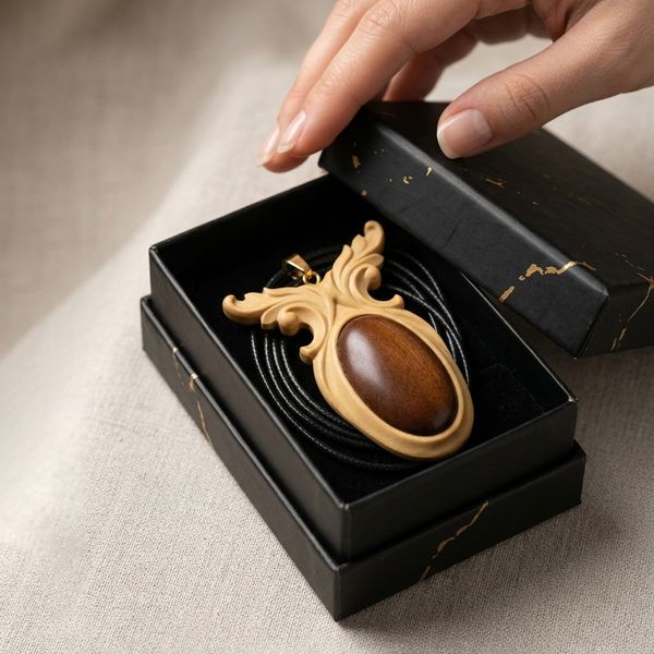گردنبند چوبی مدل ناردانه