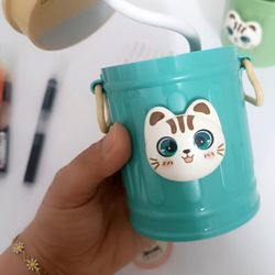 چراغ مطالعه و جاقلمی سطل طرح گربه