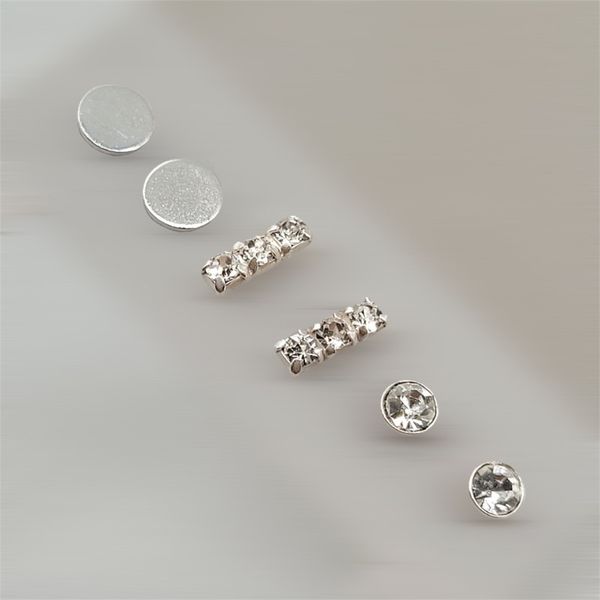 گوشواره نقره زنانه مدل مینیمال مجموعه سه عددی