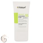 فلوئید ضدآفتاب بیرنگ ویتالیر SPF50 مدل Activit، مناسب پوستهای مختلط و چرب، حجم 50 میلیلیتر