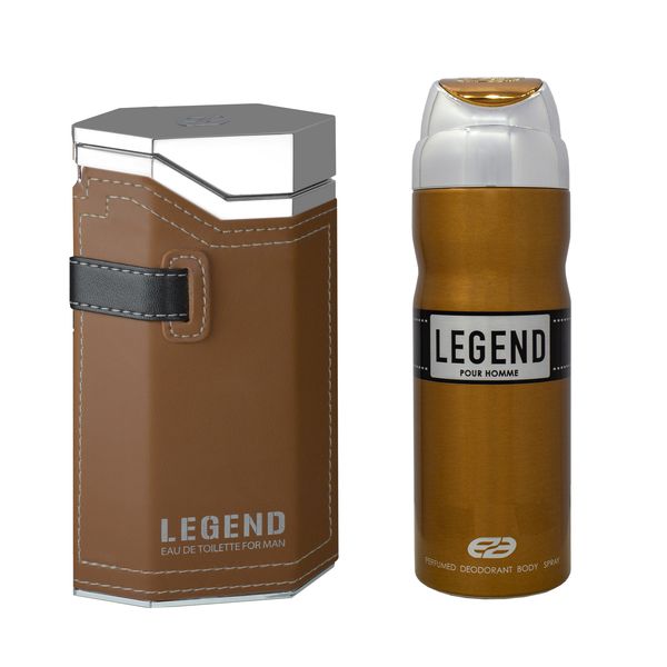 ادو پرفیوم مردانه عماد آرا مدل LEGEND حجم 100 میلی لیتر به همراه اسپری عمادآرا مدل LEGEND حجم 200 میلی لیتر
