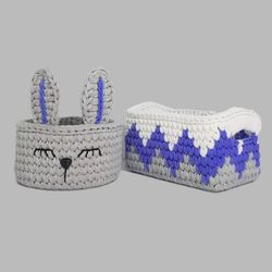 سبد قلاب بافی تریکو طرخ خرگوشی کد 010 مجموعه 2 عددی