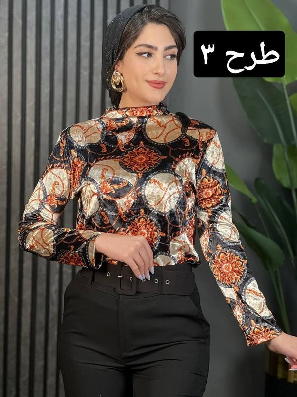 بلوز مخمل یقه شل کد 1617