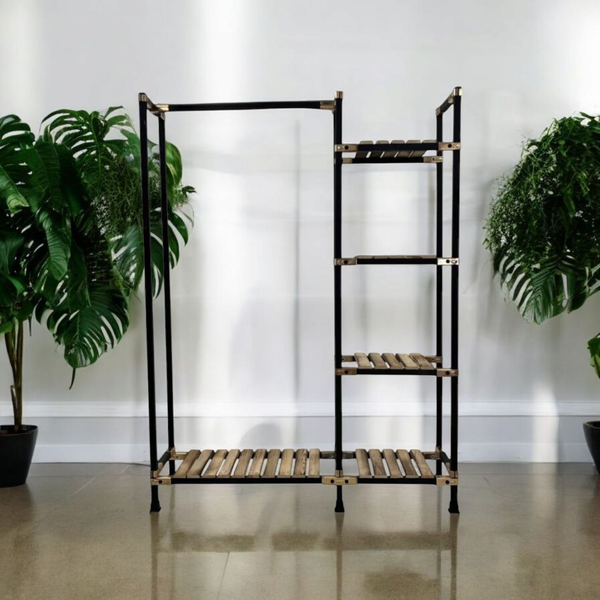 رگال لباس و جاکفشی چوب و فلز مدل سامان