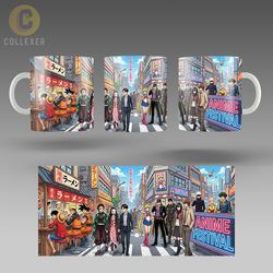 ماگ انیمه ترکیبی طرح شخصیت های پرطرفدار (Anime Famous Characters) کد 44 (سفید ، مشکی ، حرارتی)