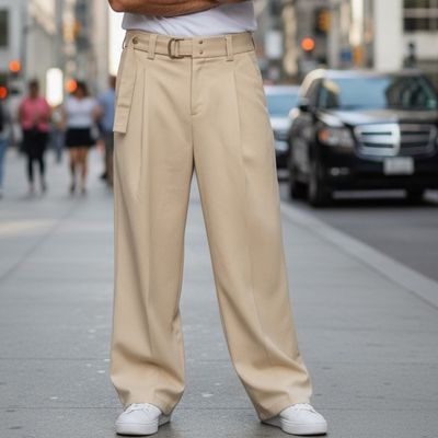 شلوار پارچه ای فول بگ کمربند دار چین 🇨🇳