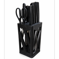 سرویس 8 پارچه کارد و ساطور فانوس مدل دافنی با استند چرخشی مشکی