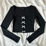 کراپ آستین بلند جلو پاپیون