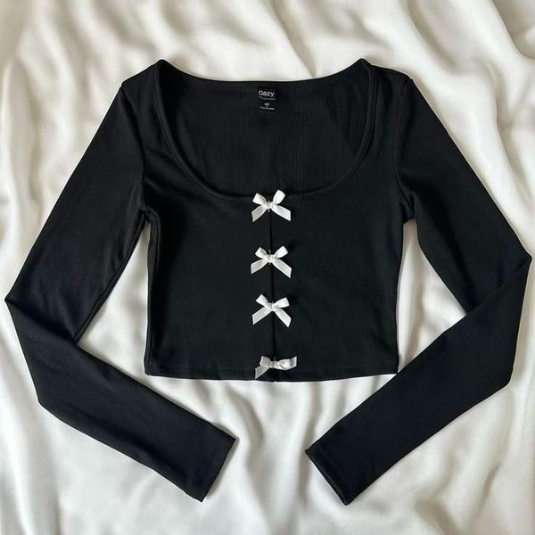 کراپ آستین بلند جلو پاپیون