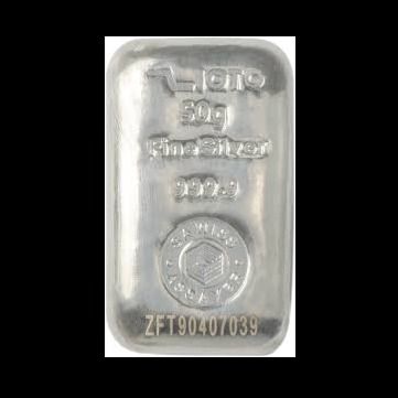 شمش نقره 50 گرمی زیوتو