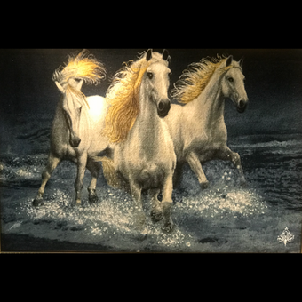 تابلوفرش دستبافت تبریز سه اسب