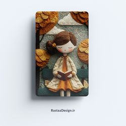 استیکر کارت بانکی طرح دختر پاییزی (2) سه‌ بعدی - رستا دیزاین