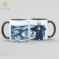 ماگ انیمه جوجوتسو کایسن طرح ستورو گوجو (Satoru Gojo) Jujutsu Kaisen کد 05 (سفید ، مشکی ، حرارتی)