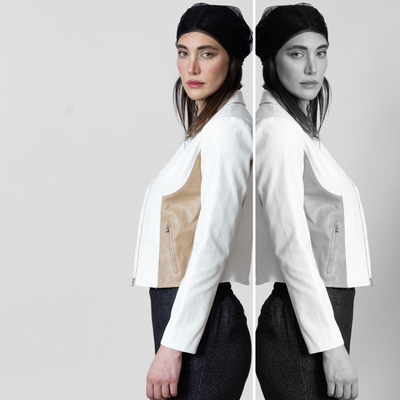 کت برش دار چرم زنانه مدل Maple