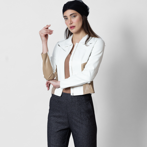 کت برش دار چرم زنانه مدل Maple