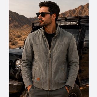 کاپشن مردانه کتان چهارخانه جیپ