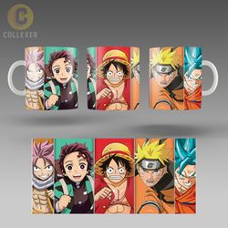 ماگ انیمه ترکیبی طرح شخصیت های پرطرفدار (Anime Famous Characters) کد 47 (سفید ، مشکی ، حرارتی)