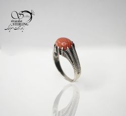 انگشتر نقره مردانه با سنگ عقیق کد 5363