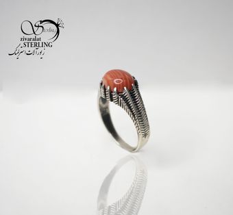 انگشتر نقره مردانه با سنگ عقیق کد 5363