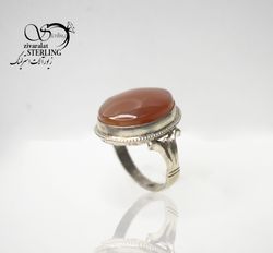 انگشتر نقره مردانه با سنگ عقیق ساخت ایتالیا کد 5367