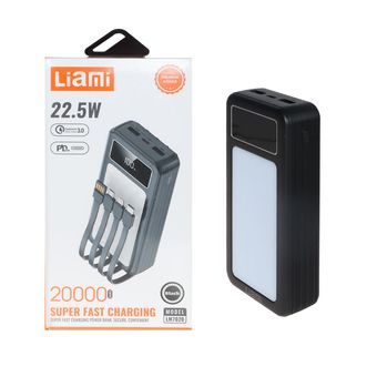 پاوربانک PD و فست شارژ Liami 20000Ah مدل LM7020 22.5W - مشکی...